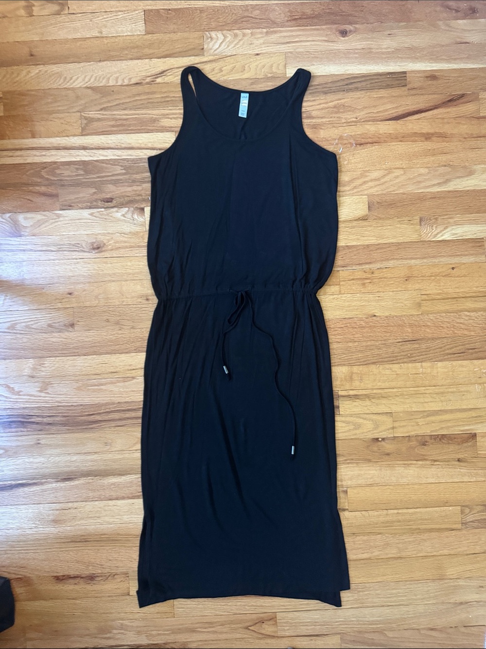 Lole Women's M Black Tee Shirt Tank Drawstring Midi Dress
